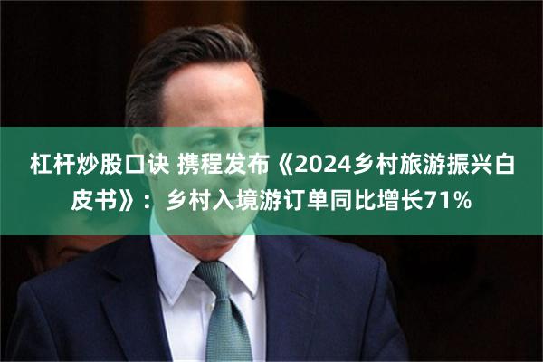杠杆炒股口诀 携程发布《2024乡村旅游振兴白皮书》：乡村入境游订单同比增长71%