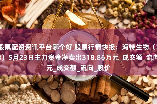 股票配资资讯平台哪个好 股票行情快报：海特生物（300683）5月23日主力资金净卖出318.86万元_成交额_流向_股价